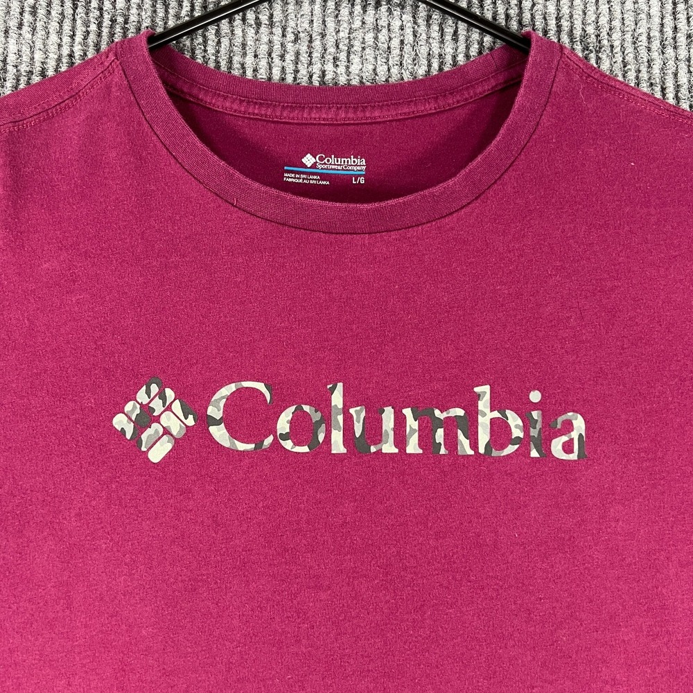 Columbia Womens Shirt Large Red Short‎ Sleeve Outdoor Hiking Walking Soft Cotton